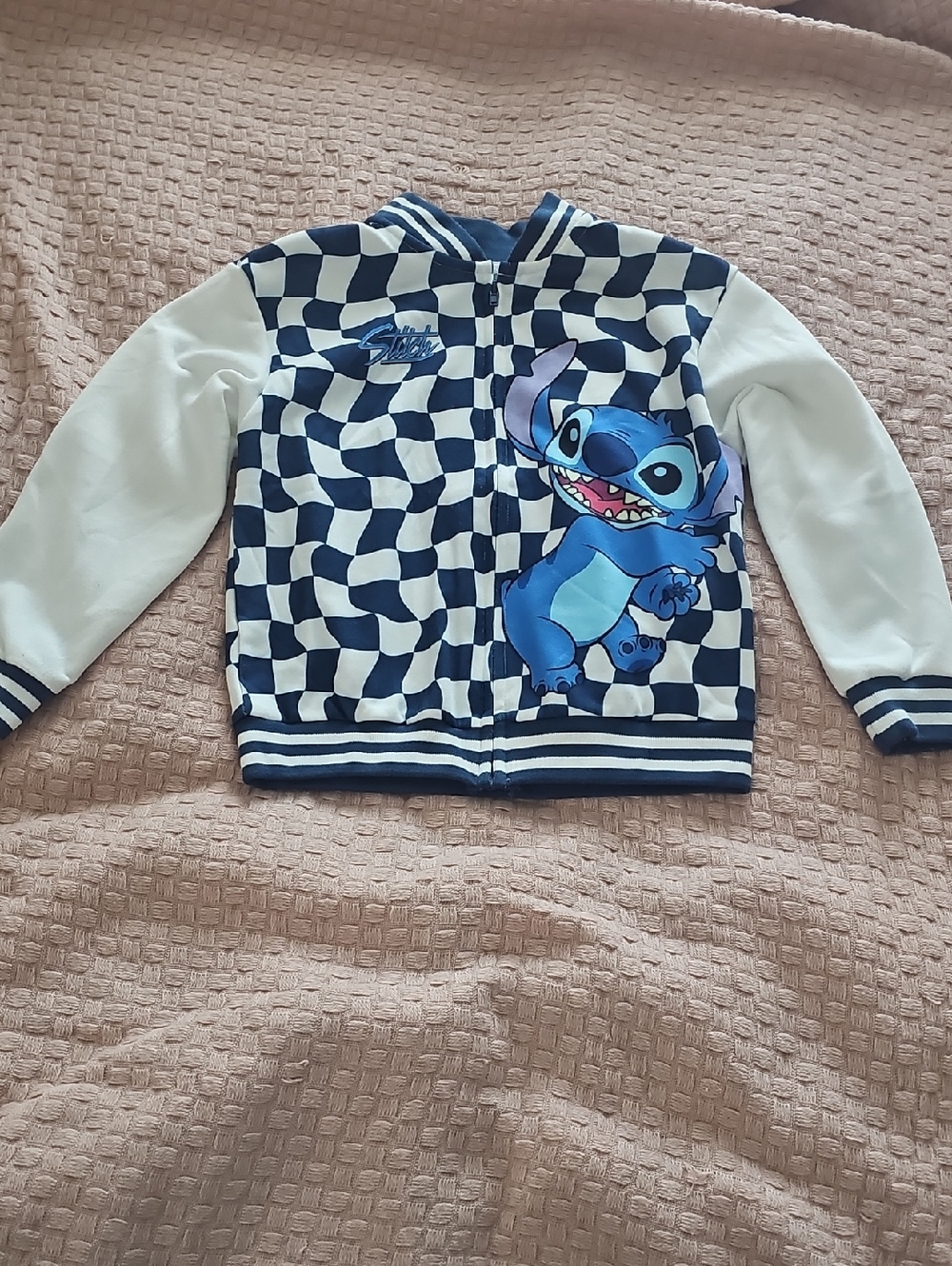Disney Lilo & Stitch Navy Check Kids Zip Jacket